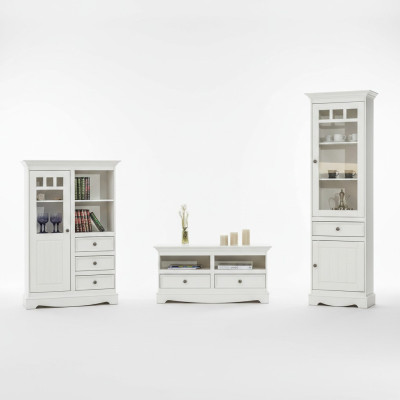 Wohnzimmer Set Vitrine Bücherregal Sideboard Wohnwände Kommoden Design 3tlg. Neu