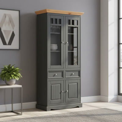 Moderne Vitrinen Schrank Vitrine Handarbeit Vollholz Schränke Massiv Holz Glas