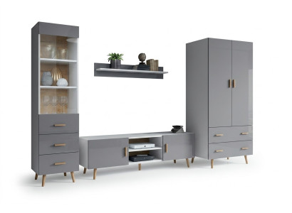 Wohnzimmer Modern Stil Wohnwände 4tlg Set Modern Wohnwand Vitrinen Regal Schrank