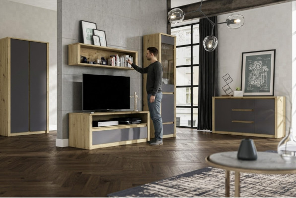 Wohnwände Anrichte Low Board Side Schrank Wohn Zimmer Sideboard Regal 5tlg. Set
