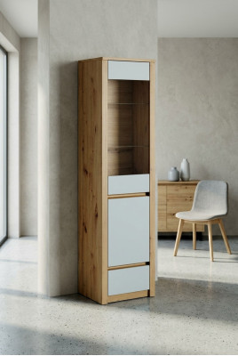 Kleiderschrank handgefertigt Massivholz Glasvitrine Holzschrank Wohnzimmer