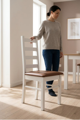 Klassische Esszimmer Möbel Holz Stuhl Stühle Design Lehnstuhl Holz Polster