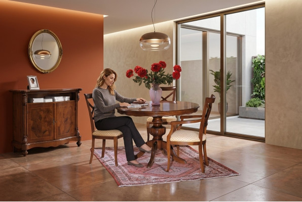Design Ess Zimmer Rund Tisch Set Garnitur 4 tlg Sets Italienische Möbel Komplett