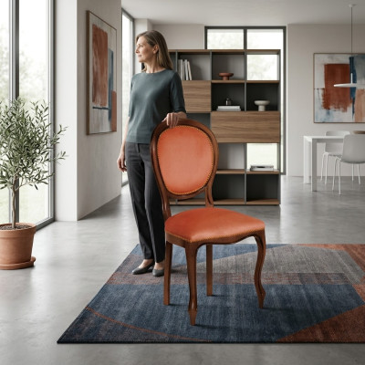Stuhl Braun Design Wohnzimmer Esszimmer Holz Stühle Polster Lehnstuhl Möbel Neu