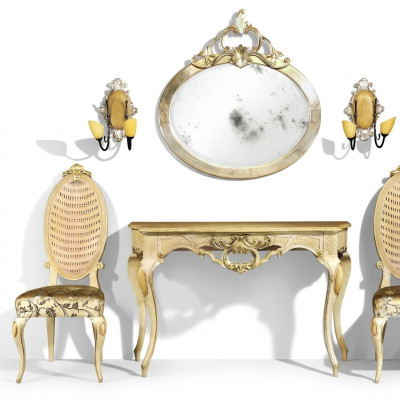 Konsolen Tisch Kommode mit Spiegel Luxus Klasse Möbel Set Stil Modern 2tlg. Neu