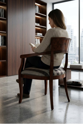 Stuhl mit Armlehne Esszimmerstuhl Holz Neu Esszimmer Stühle Design Sessel Déco
