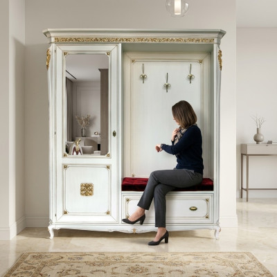 Kleiderständer Garderobe Massiv Holz Oberbekleidung Flur Spiegel Italienische