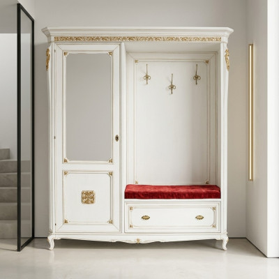 Kleiderständer Garderobe Massiv Holz Oberbekleidung Flur Spiegel Italienische