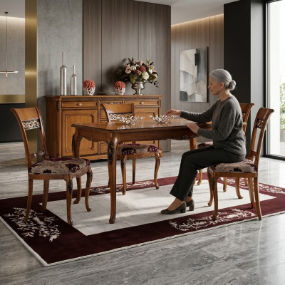 Ess Stuhl Zimmer Set Sitz Garnitur 4x Stühle Klassisch Polster Design Neu Holz
