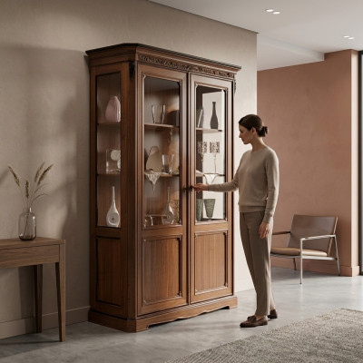 Vitrine Holz Luxus Schränke Klassische Anrichte Design Möbel Italienische Braun