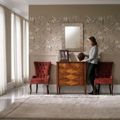 Set Kommode Spiegel Kommoden Holz Art déco Luxus Design Wohnzimmer Garnitur 4tlg