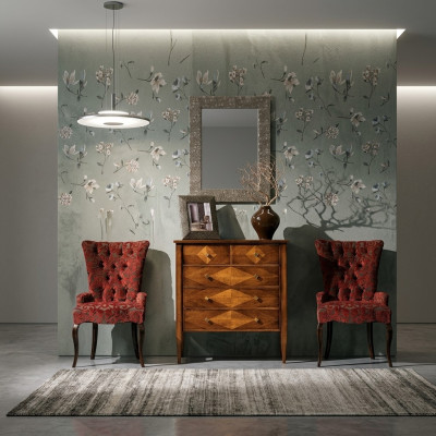 Set Kommode Spiegel Kommoden Holz Art déco Luxus Design Wohnzimmer Garnitur 4tlg