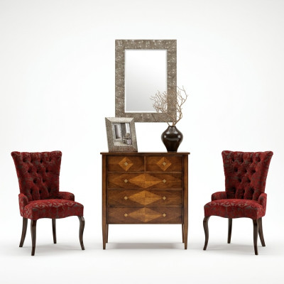 Set Kommode Spiegel Kommoden Holz Art déco Luxus Design Wohnzimmer Garnitur 4tlg