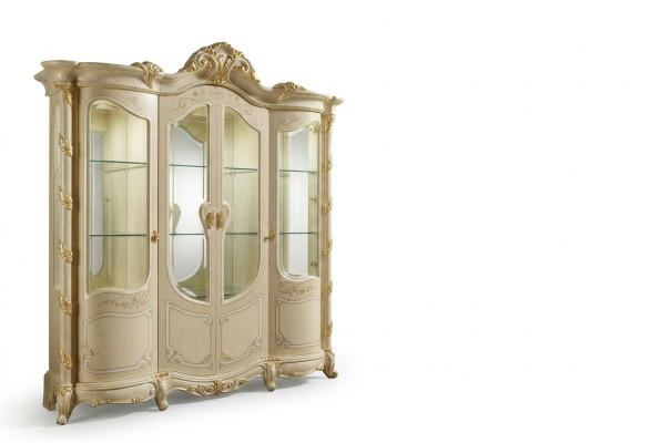Schrank Echtholz Anrichte Vitrine Wohnzimmer Möbel Massive Holz Vitrinen Glas