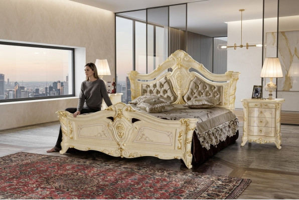 Design Möbel Modern Bett 2x Nachttisch 3 tlg Schlafzimmer Set Luxus