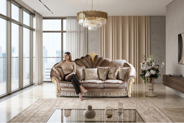 Klassische Polster 3 Sitzer Leder Couchen Samtsofa Sofa Dreisitzer Couch Italien