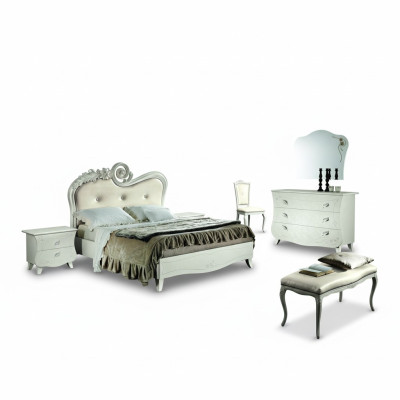 Klassisches Bett Luxus Betten Chesterfield Möbel Schlafzimmer Barock Hotel Stoff