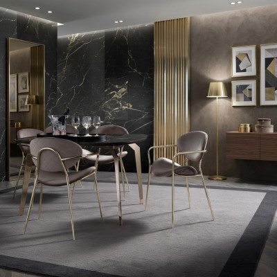 Stuhl Beige Design Wohnzimmer Esszimmer Holz Stühle Polster Lehnstuhl Möbel Neu
