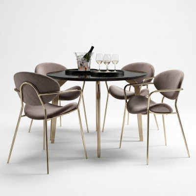 Stuhl Beige Design Wohnzimmer Esszimmer Holz Stühle Polster Lehnstuhl Möbel Neu