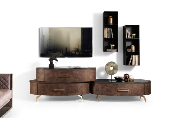 Design Wohnwand Sideboard rtv Lowboard Anrichte 4 tlg. Set Wandablage Neu