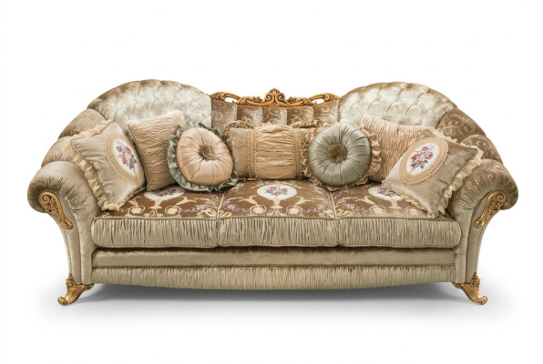 Barock Rokoko 3 Sitzer Couch Textil Sofa Couchen Luxus Design Italienische Möbel