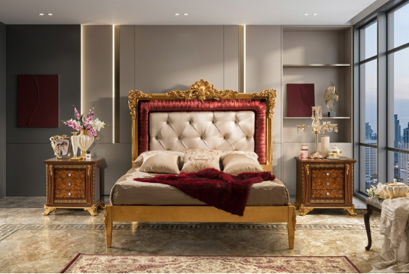 Bett 2x Nachttisch Schlafzimmer Set Designer Luxus Betten Hotel Komplett 3 tlg.