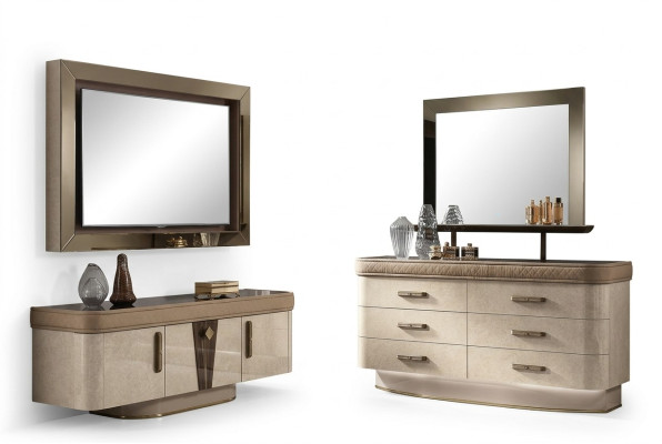 Kommoden Garnitur Gruppe Holz Design Schrank Neu Wohnzimmer Set Kommode Spiegel