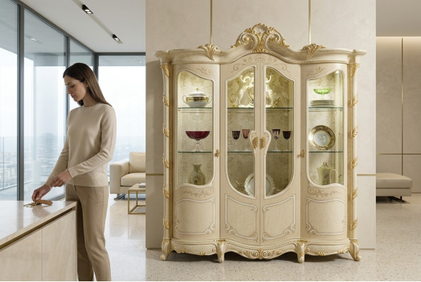 Schrank Vitrine Esszimmer Anrichte Holz Schränke Möbel Wohnzimmer Anrichte Glas