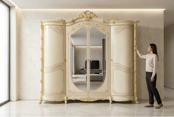 Schlafzimmer Möbel Italien Holzschrank Schrank Echtholz Kleiderschrank