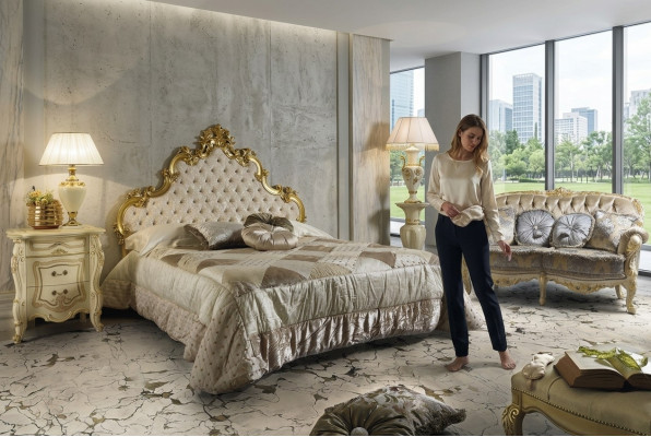 Bett 2x Nachttisch 3 tlg. Schlafzimmer Set Designer Hotel Betten Garnitur Neu