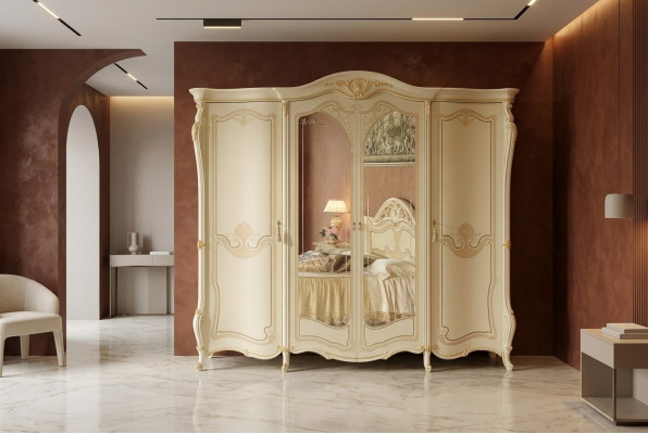 Schlafzimmer Möbel Italien Holzschrank Kleiderschrank Schrank Echtholz Massive