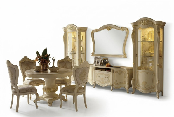 Wohnzimmer Schrank Set 4 tlg. Wohnwand Holz 2x Vitrine Wohnzimmer Komplettset