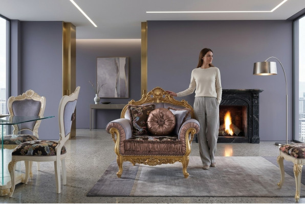 Art déco Design Sessel Textil Wohnzimmer Lounge Neu Luxus Design Möbel Stühle
