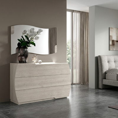 Garnitur Gruppe Holz Schlafzimmer Design Schrank Set Kommode Spiegel Kommoden