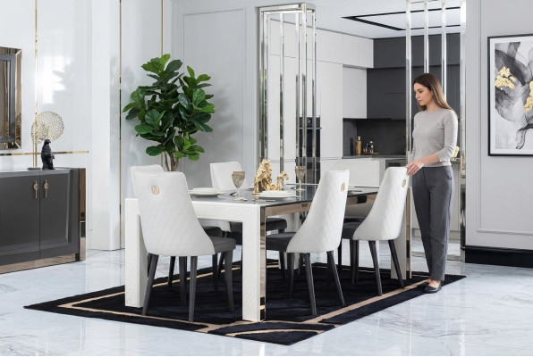 Design Luxus Tische Esszimmer Italienische Möbel Tisch Lehnstuhl 6x Stühle Neu