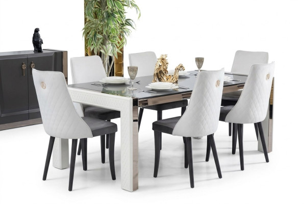 Design Luxus Tische Esszimmer Italienische Möbel Tisch Lehnstuhl 6x Stühle Neu
