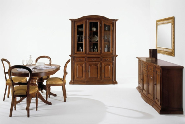 Design Esszimmer Set Garnitur 7tlg Holz Möbel Kommode 4x Stuhl Tisch Vitrine Neu