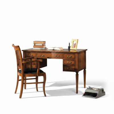 Schreibtisch und Stuhl aus Holz mit Armlehnen Bücherregal Büromöbel Design Neu