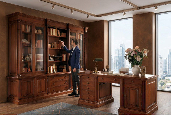 Büro Bücherregal Schrank Holz Büroschrank Regal Schränke Vitrine Italien Möbel