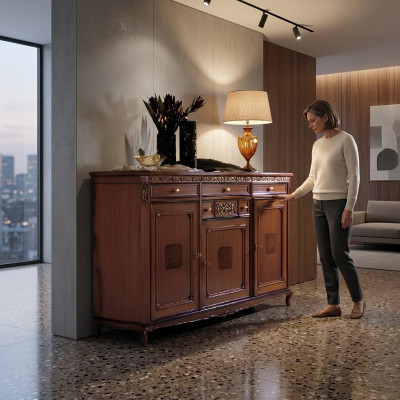 Kommode Wohnzimmer Kommode Schubladen Holz Sideboard Schrank Schränke Massiv
