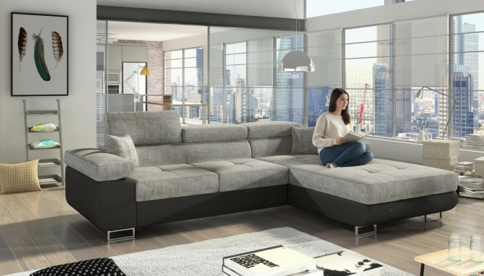 Ecksofa L-Form Wohnlandschaft Designer Sofa Couch Polster Sitz Garnitur Textil