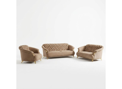 Chesterfield Design Sofa Couch Polster Sitz Garnitur 3+2+1 Leder Luxus