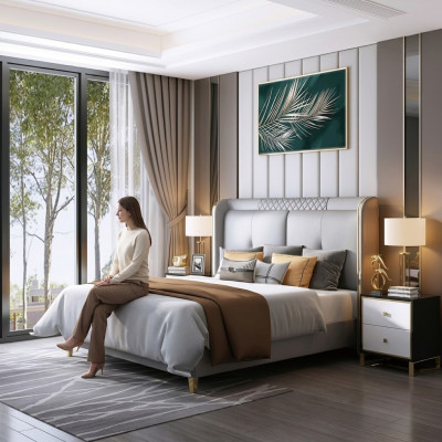 Luxus Schlafzimmer Bett Polster Design Doppel Hotel Ehe Luxus Betten