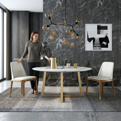 Design Ess Tisch Rund Metall Runde Tische Wohn Zimmer Luxus Gold