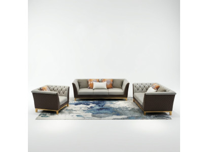 Sofa Couch Garnitur Sitz Polster Komplett Set 3+2+1 Sofas Design Chesterfield