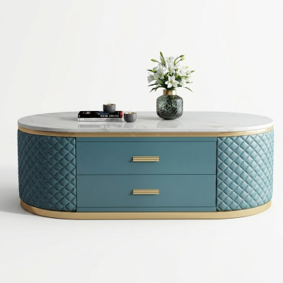 Hochwertige Wohnzimmer CouchTische - Oval Designer Edelstahl Tisch Luxus