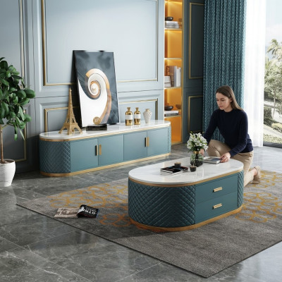 Anrichte Low Board Side Schrank Wohn Zimmer Sideboard Couchtisch 2tlg. Set