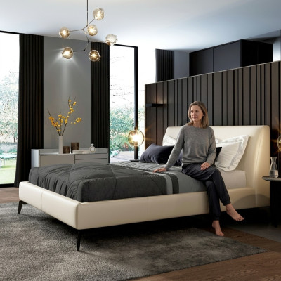 Doppelbett Betten Design Bett Leder Polster Schlafzimmer Ehe Italienische