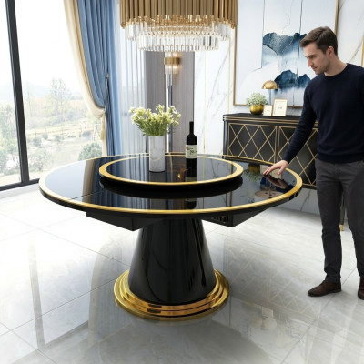 Luxus Esstisch Runde Esstische Drehbarer Wohn Esszimmer Deko Rund Tisch