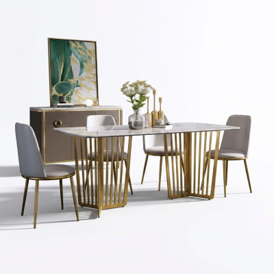 Komplett Set Esstisch + 4 Stühle Esszimmer Set Ess Deko Gruppe Holz Tisch